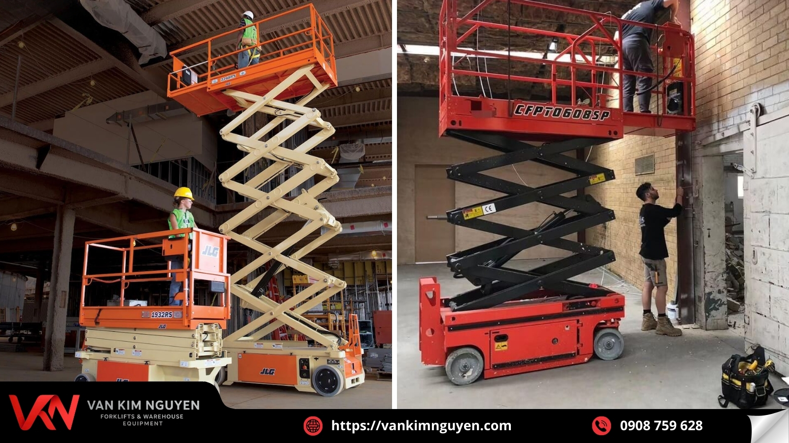 Xe thang nâng người làm việc trên cao
