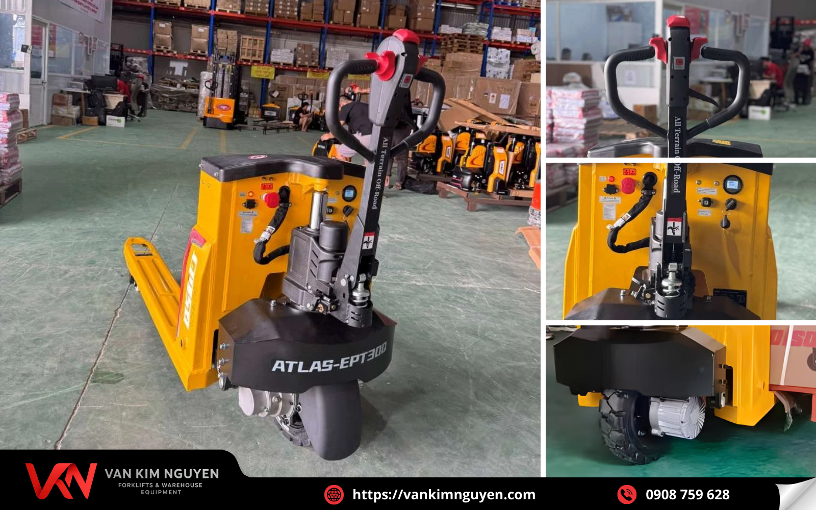  Xe nâng tay điện thấp 3 tấn bánh cao su