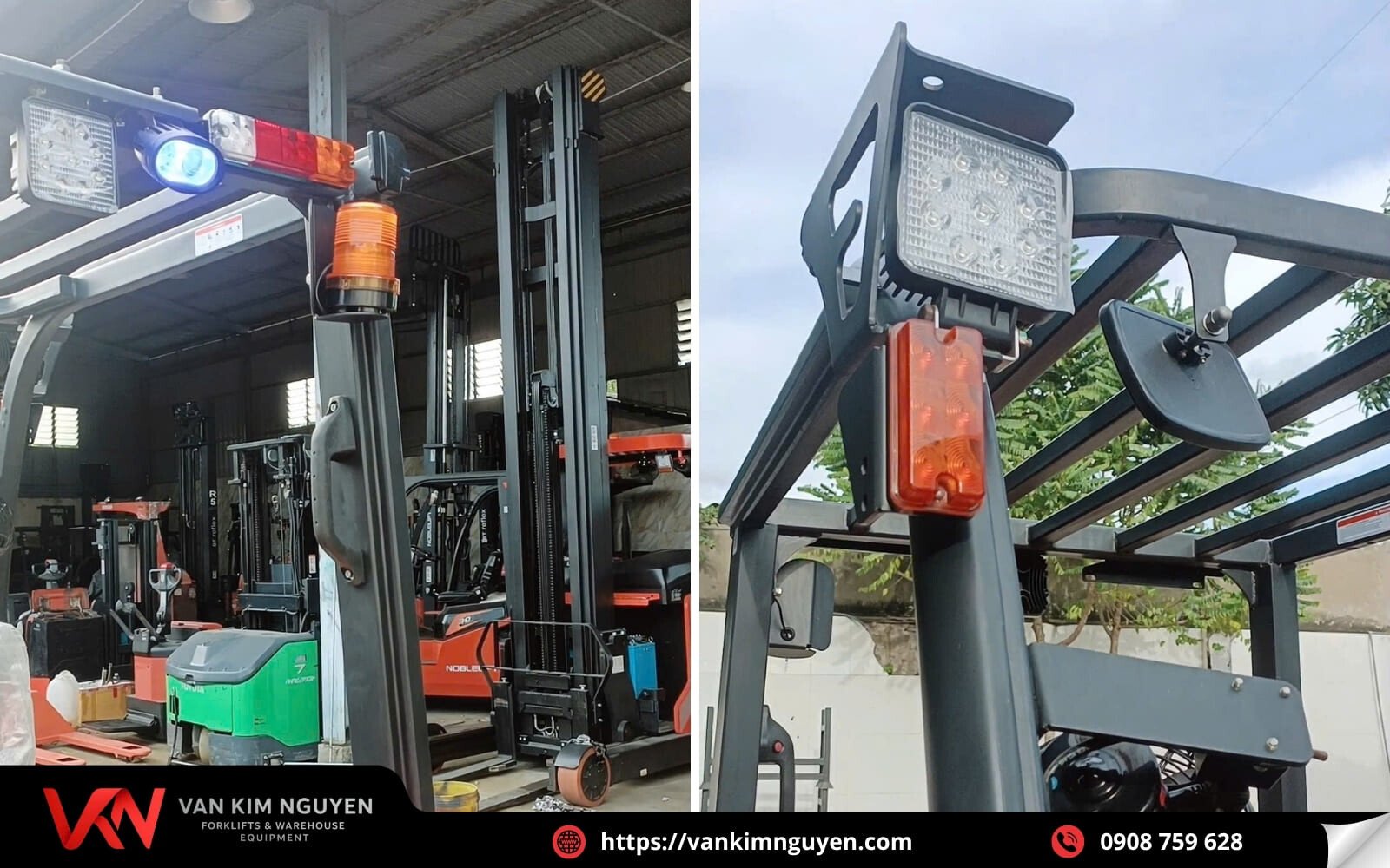  Kiểm tra hệ thống đèn chiếu sáng của xe nâng