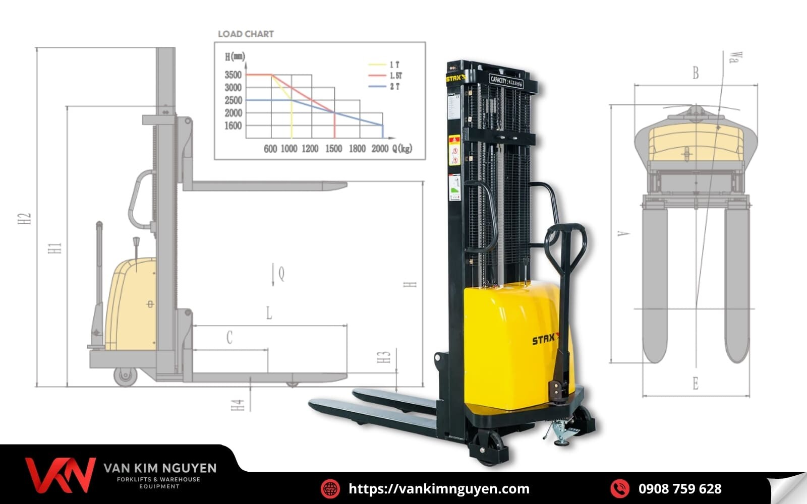  Mua xe nâng bán tự động chính hãng tại Vạn Kim Nguyên