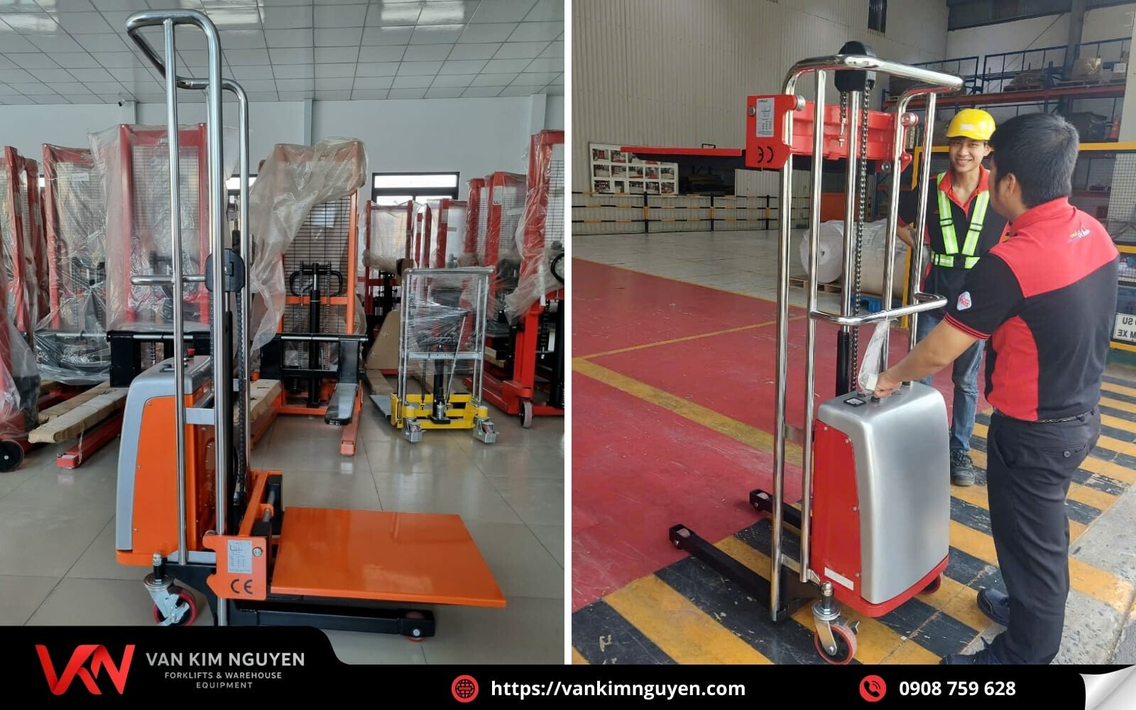  Vạn Kim Nguyên chuyên cung cấp xe nâng tay thủy lực bán tự động 4 tạ