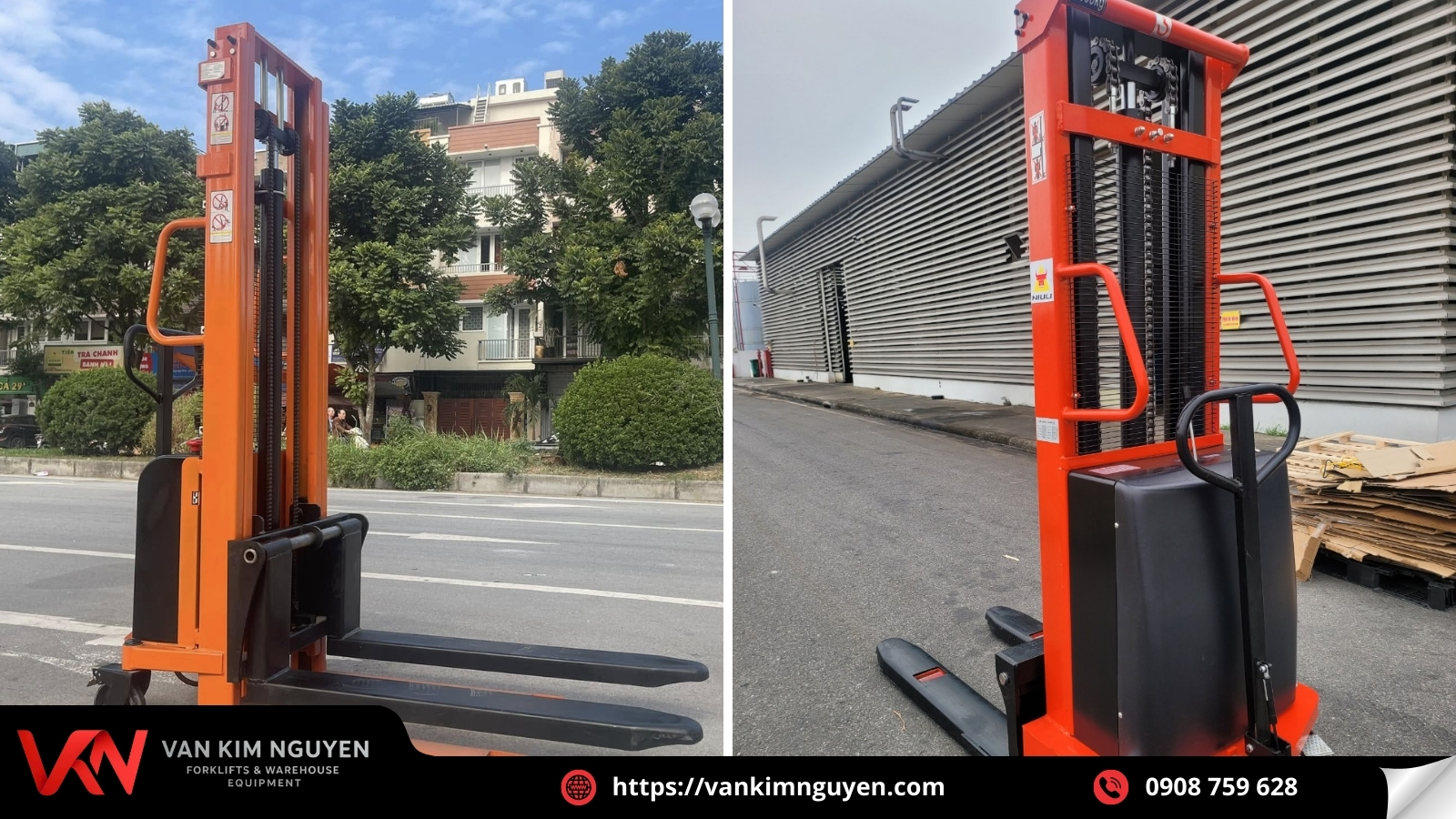 Xe nâng bán tự động hỗ trợ vận chuyển hàng hóa dễ dàng