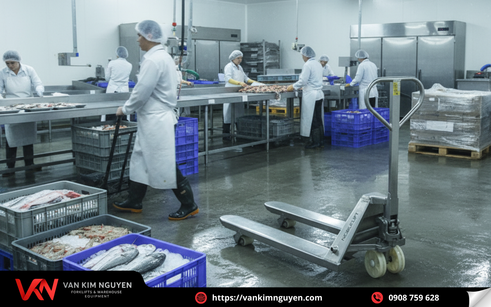 Xe nâng chuyên dụng cho kho thủy sản Xe nâng chuyên dụng cho kho thủy sản