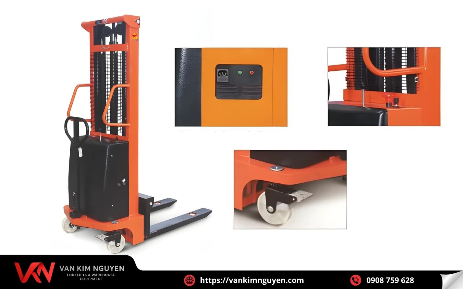  Mua ngay xe nâng tay điện bán tự động 1 tấn tại Vạn Kim Nguyên