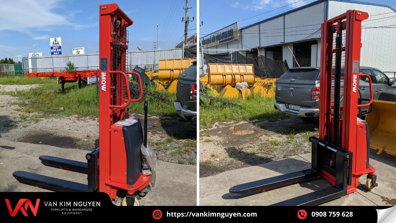 Xe nâng bán tự động được sử dụng nhiều trong kho xưởng hàng hóa