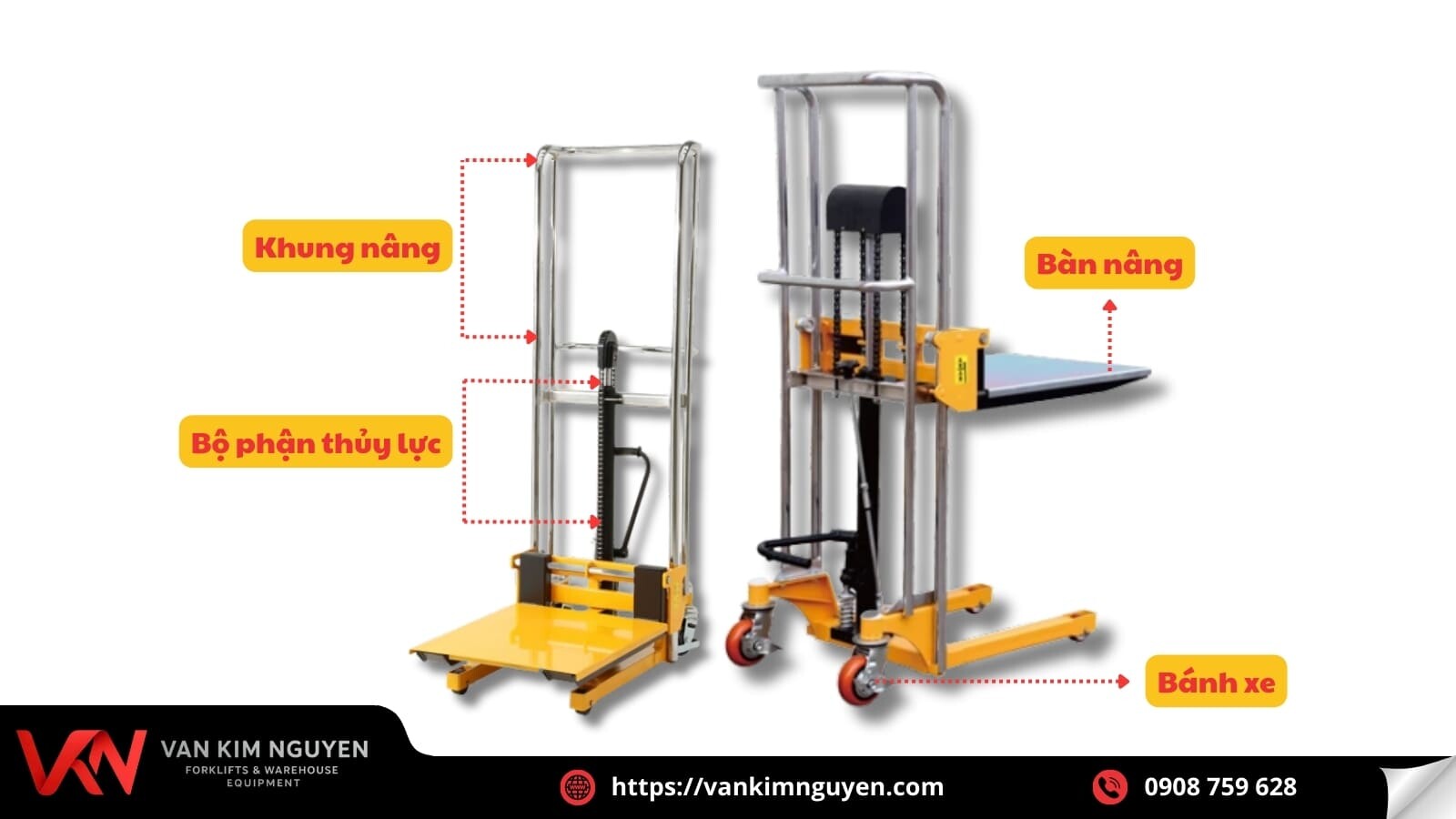 Cấu tạo cơ bản của xe nâng tay cao mini