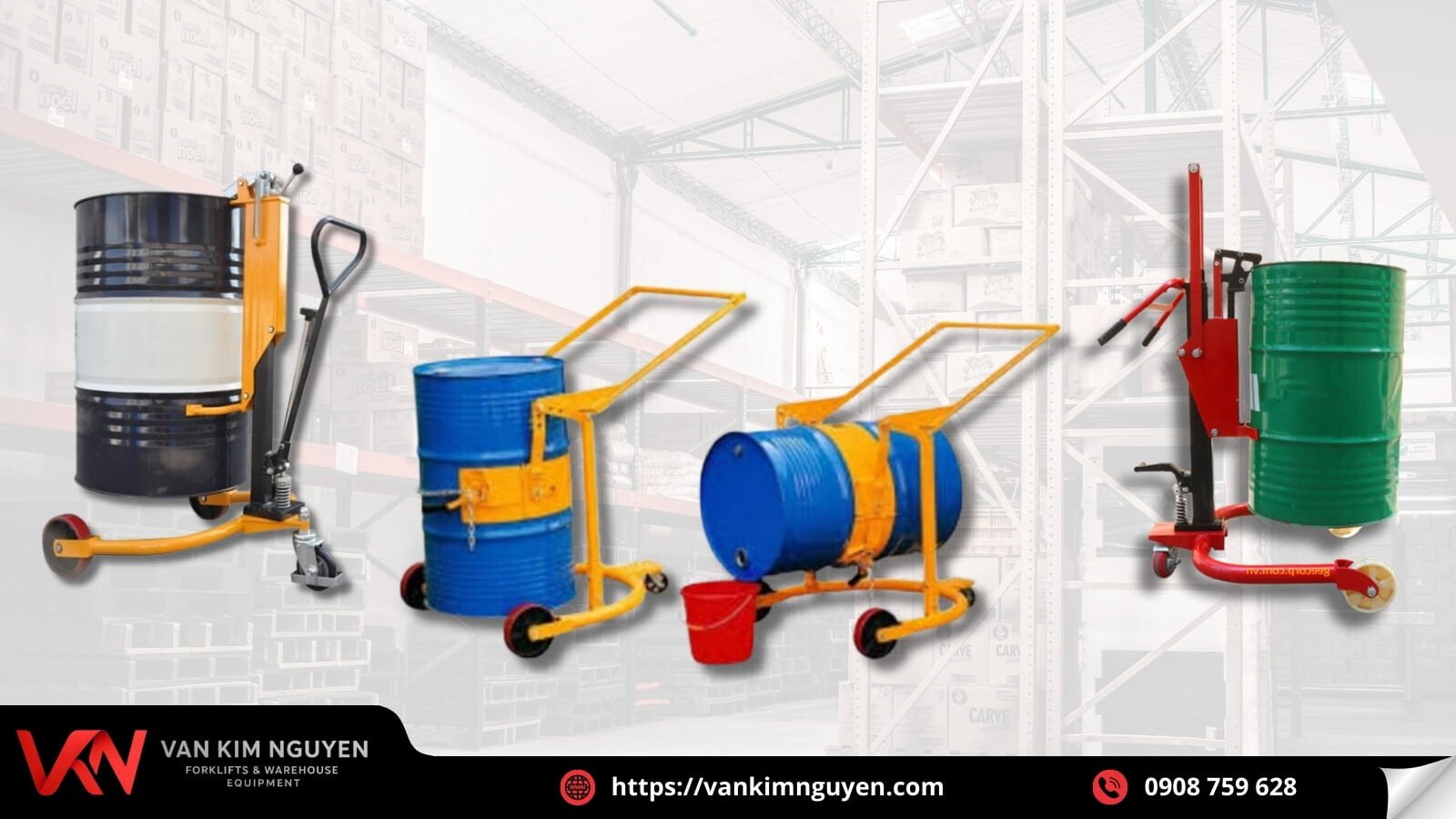 Xe nâng thùng phuy bằng tay chi phí đầu tư thấp và khả năng vận hành dễ dàng Xe nâng thùng phuy bằng tay chi phí đầu tư thấp và khả năng vận hành dễ dàng