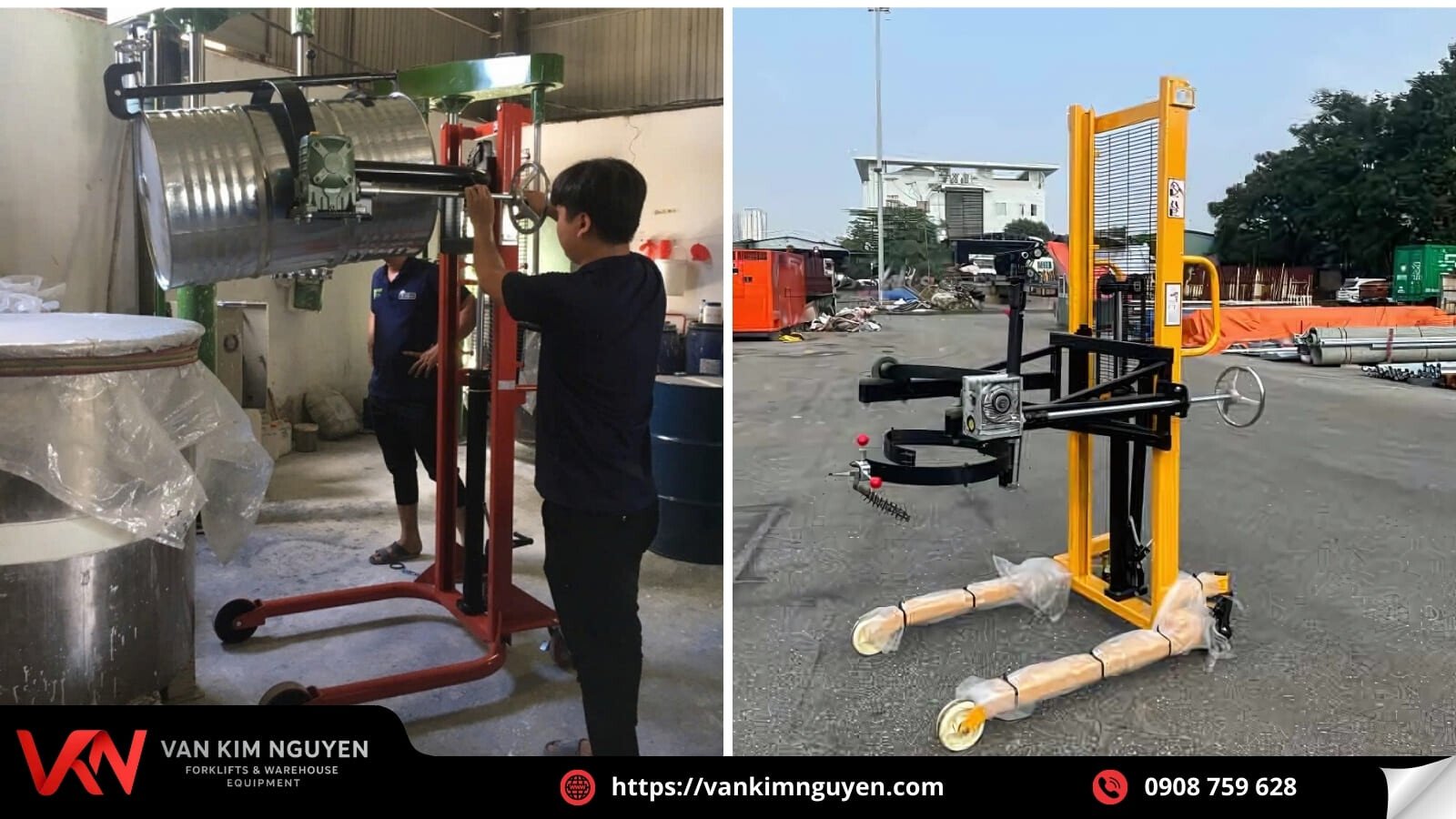 Xe nâng phuy với thiết kế chắc chắn