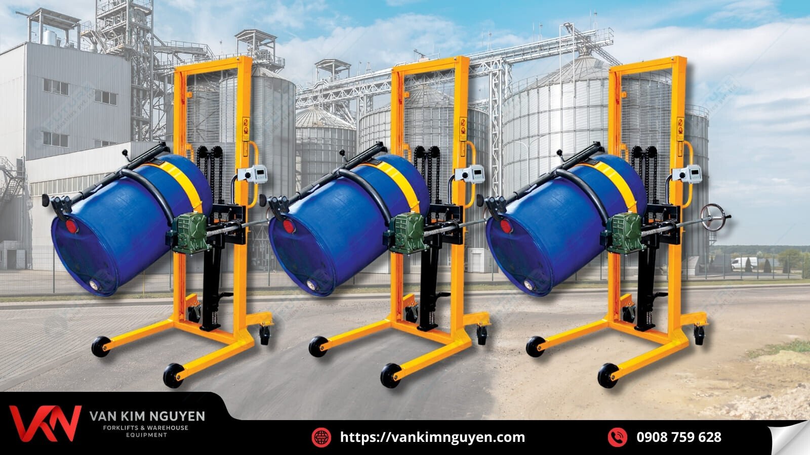 Vạn Kim Nguyên đơn vị cung cấp xe nâng phuy bằng tay chính hãng