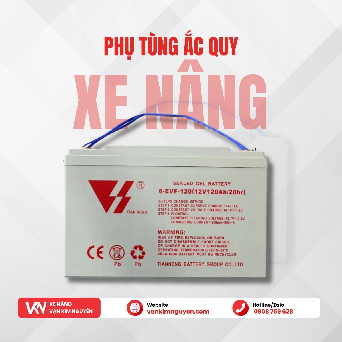 Bình ắc quy khô xe nâng 12V 120Ah