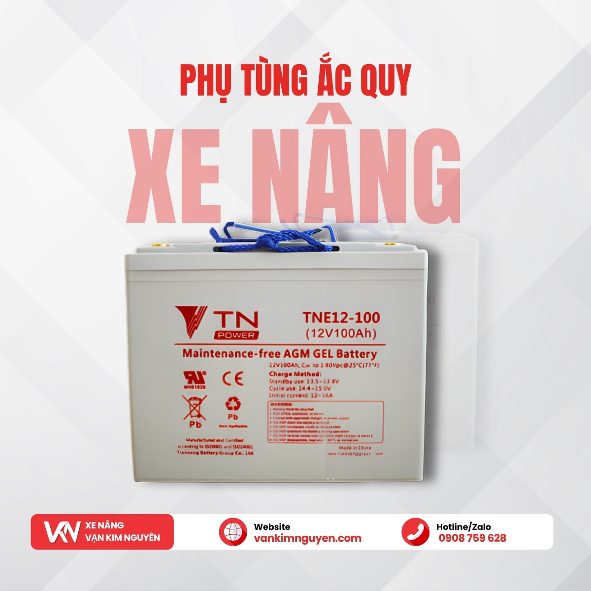Bình ắc quy khô xe nâng 12V 100Ah