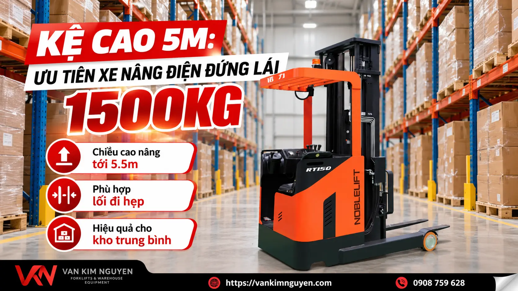 Kệ khoảng 5m nên chọn xe nâng điện nào?