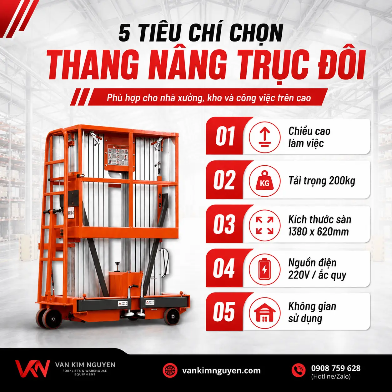 Cách chọn thang nâng trục đôi phù hợp