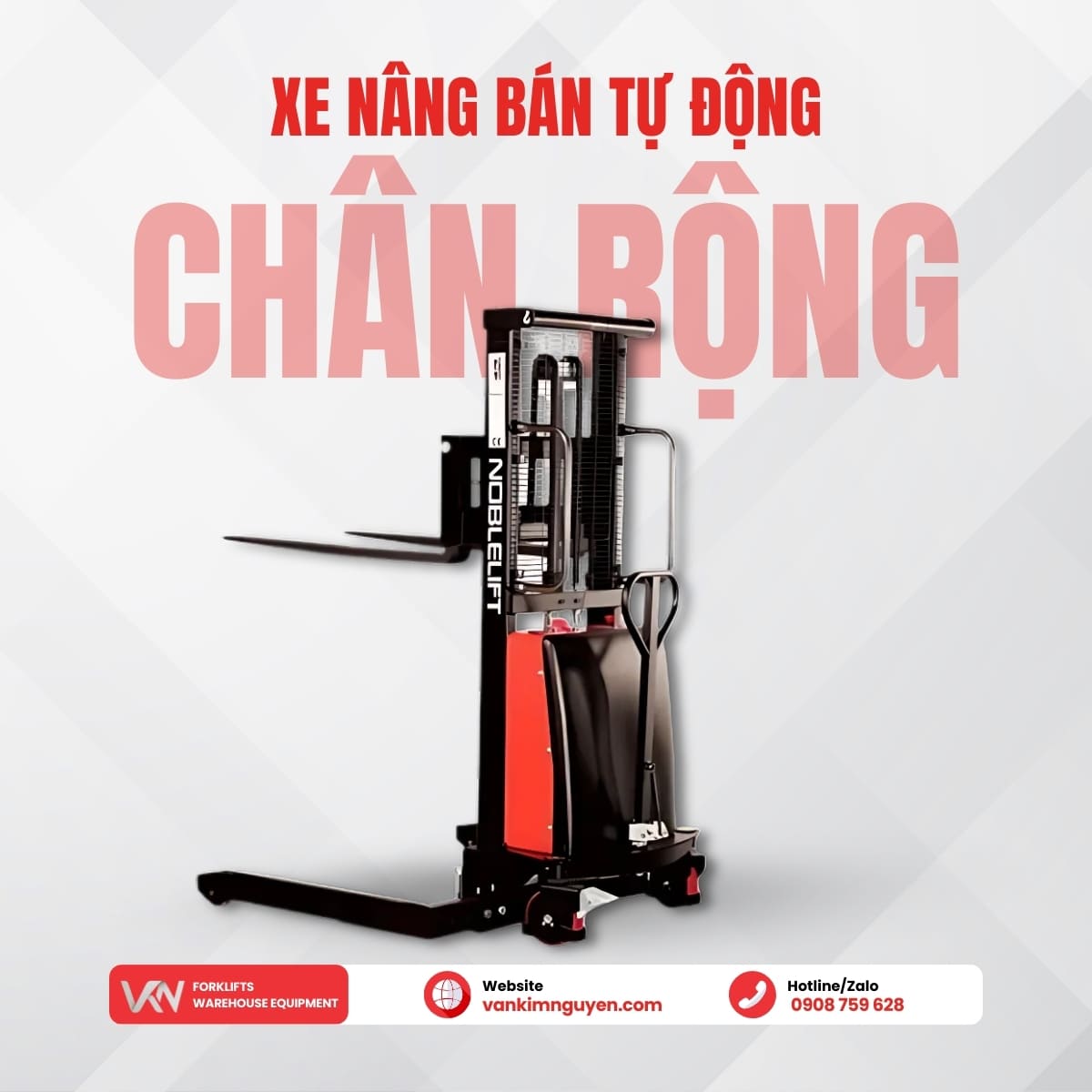 Xe Nâng Bán Tự Động Chân Rộng