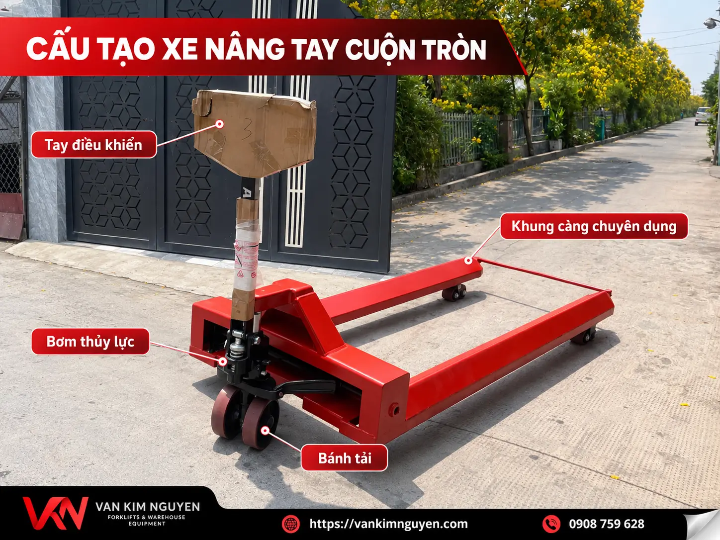 Cấu tạo cơ bản của xe nâng tay cuộn tròn