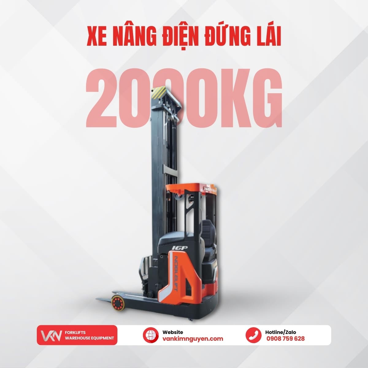 Xe nâng điện đứng lái 2000Kg