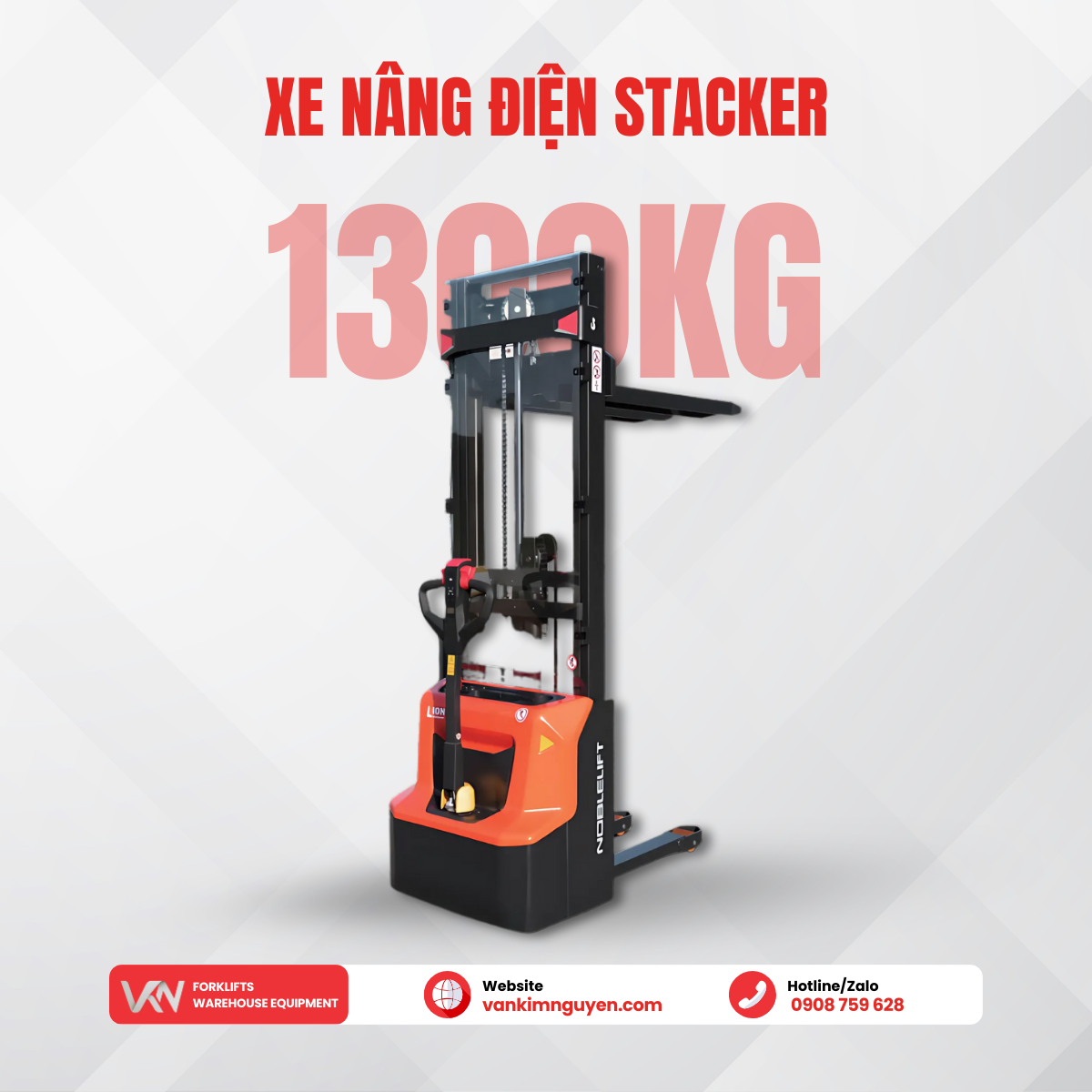 Xe nâng điện stacker 1300Kg