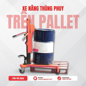 Xe nâng gấp phuy trên pallet