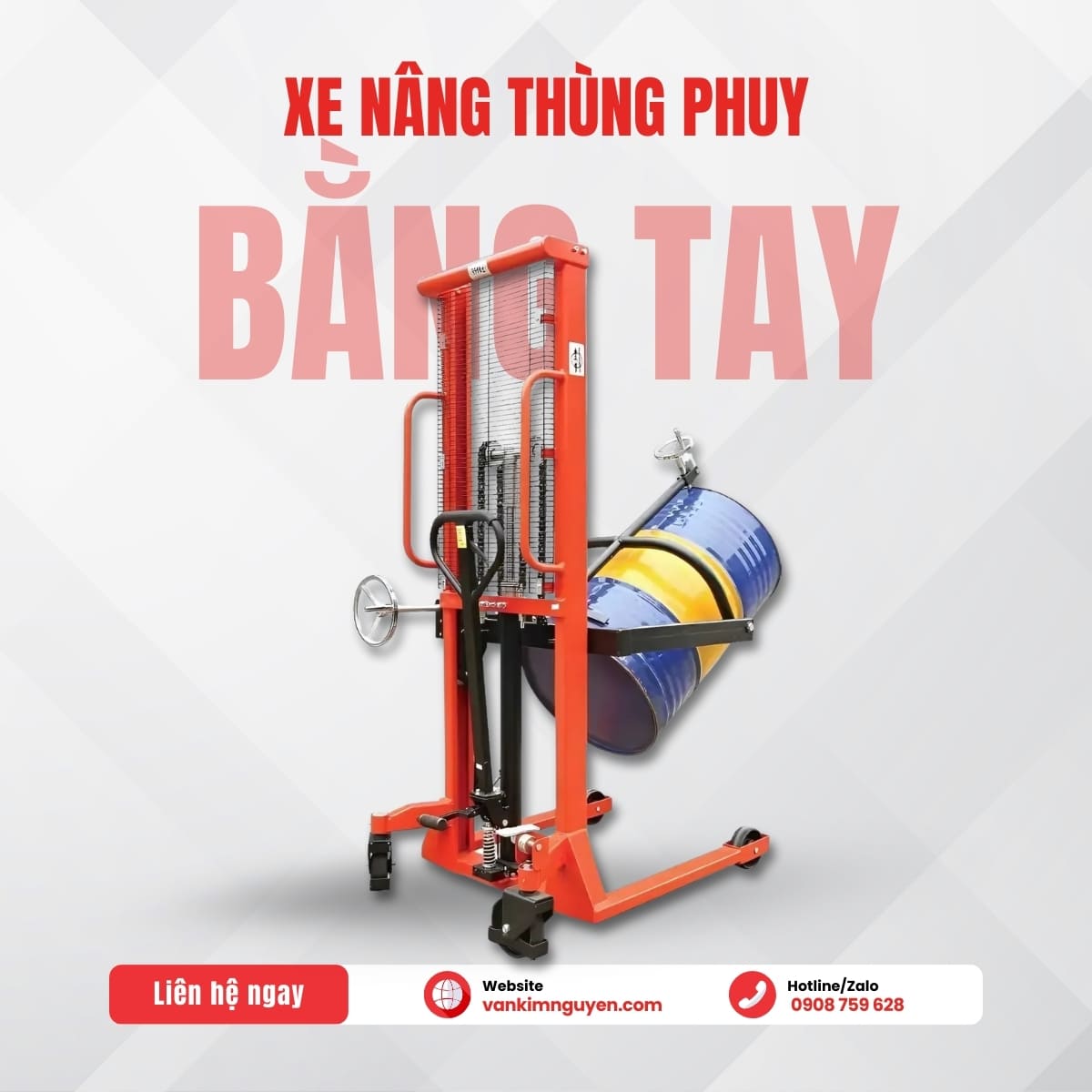 Xe nâng thùng phuy bằng tay